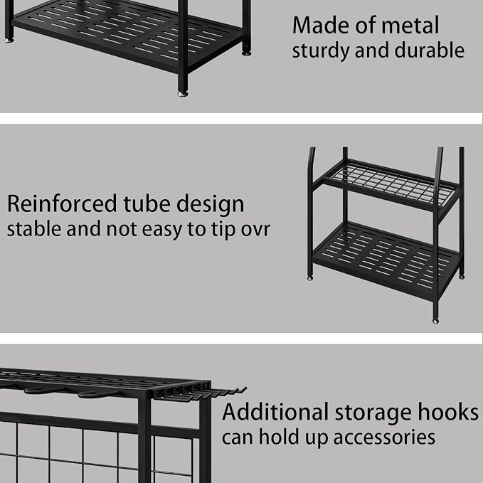 Garden Tool Organizer Holder Heavy Duty Steel Rack Up to 60 Long Handled Tools