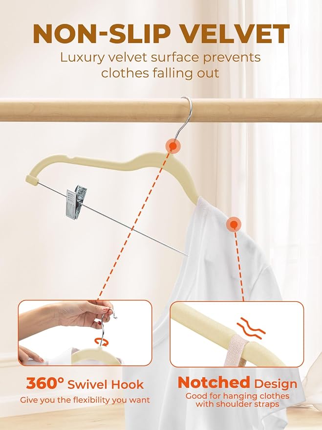 HOUSE DAY Velvet Skirt Hangers 36 Pack, Space Saving Slim Shorts Hanger
