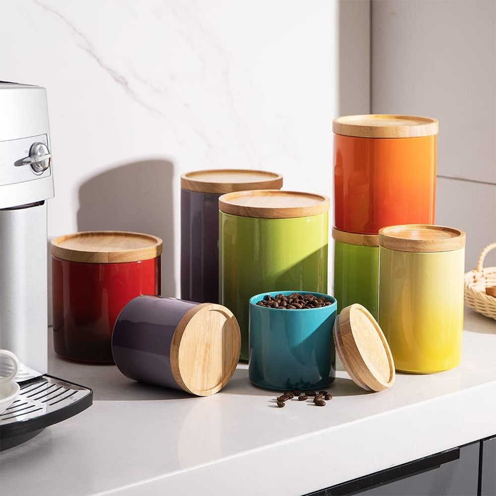 Sweejar Ceramic Food Storage Jar, Stackable Kitchen Canisters, Containers wit...