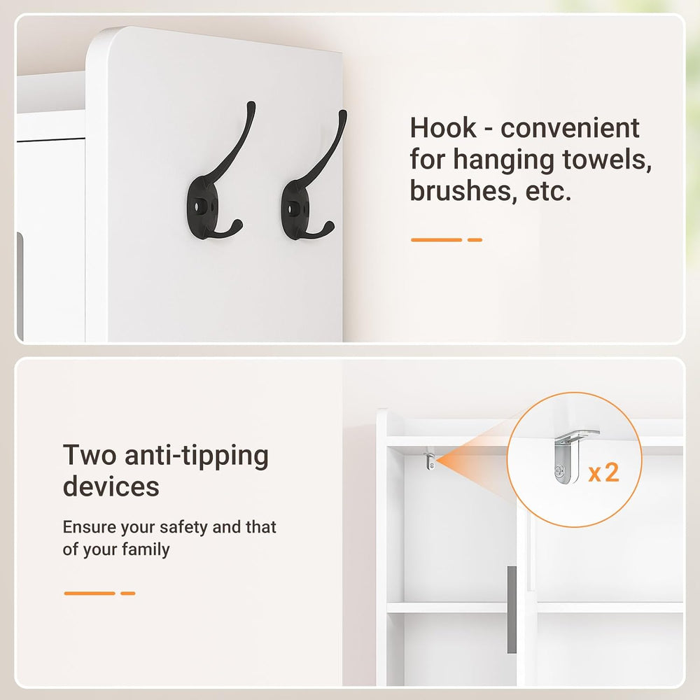 ELYKEN Over The Toilet Storage Cabinet with Acrylic Doors & Pulley, White