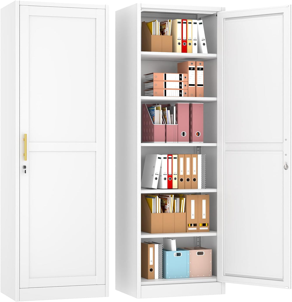 pozdeg 67" White Lockable Metal Storage Cabinet