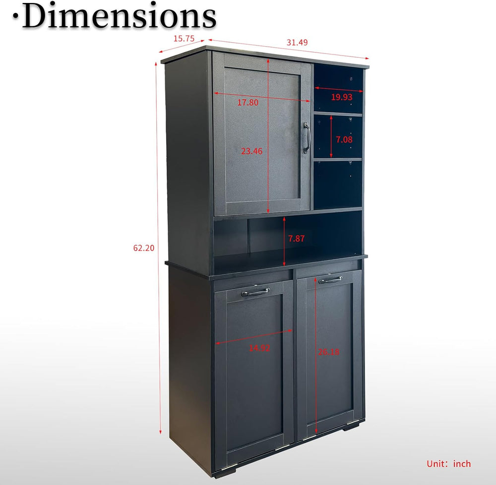 Tall Laundry Cabinet with Double Tilt Out Laundry Hamper, Freestanding Floor ...