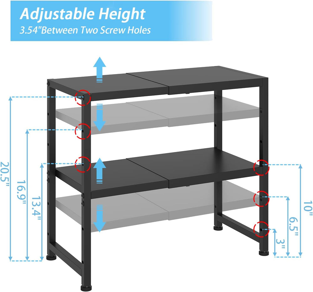 2-Tier Expandable Metal Storage Shelves,150LBS Heavy Duty Shelving Units and ...