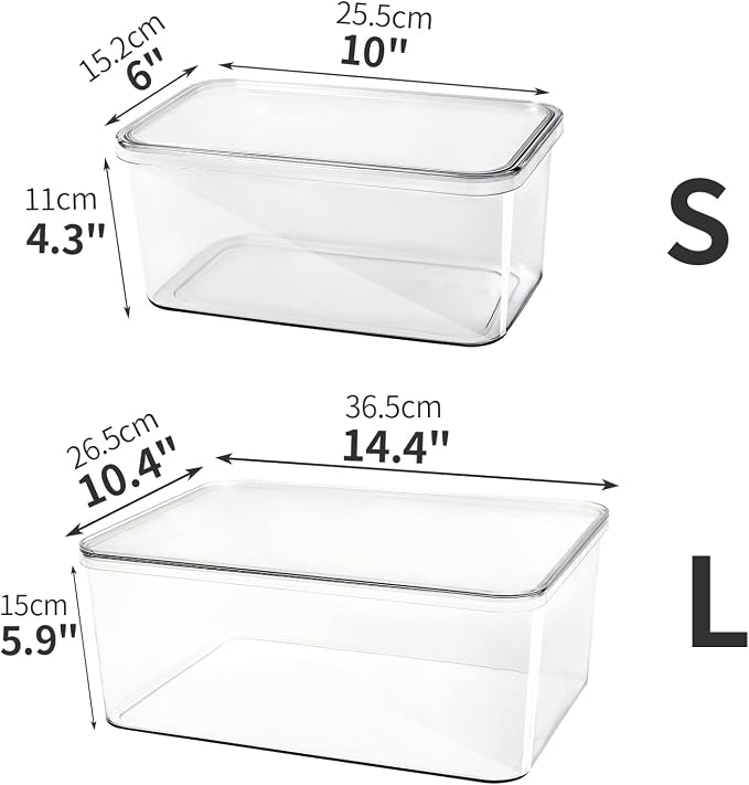 Clear Storage Bins With Lids, 5 Packs Food Storage Organizer, Cabinet Storage