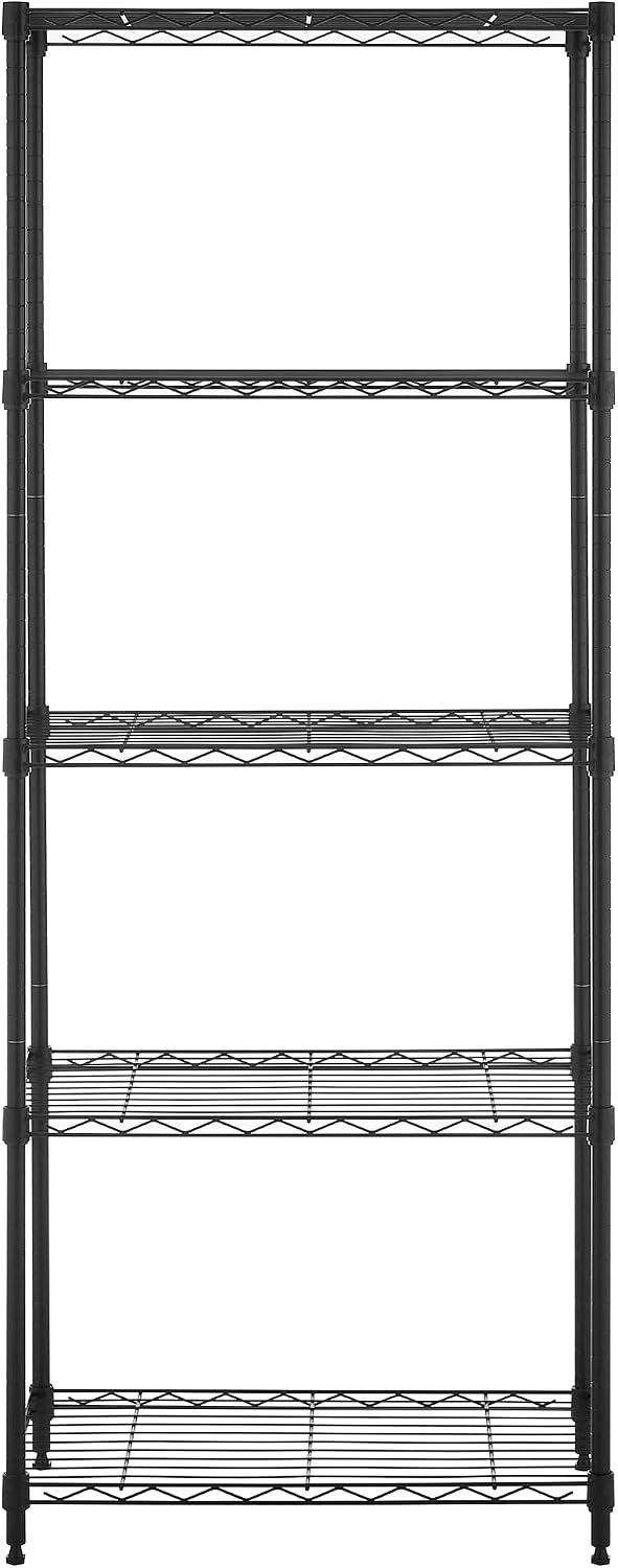 5-Tier Metal Shelf, 250 lb/Shelf, NSF, Black, 14x24x59 in