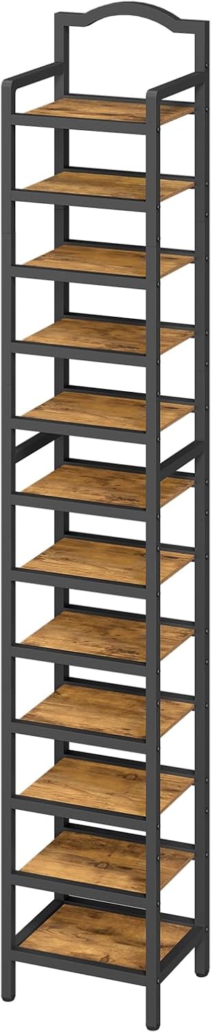 YATINEY 12-Tier Tall Shoe Rack, Vertical Shoe Organizer for Small Spaces, Woo...
