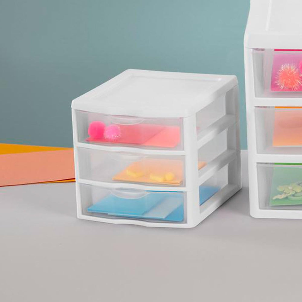 Sterilite Clearview Plastic Multipurpose Small 3 Drawer Desktop Storage Organ...