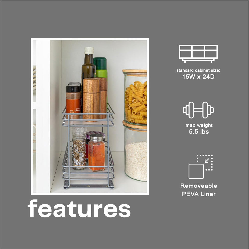 Household Essentials Glidez Paint-Finished Steel Pull-Out/Slide-Out Storage O...