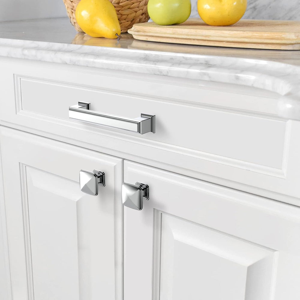 Amerdeco 10 Pack Polished Chrome Cabinet Pulls 3 Inch(76mm) Hole Center Cabin...