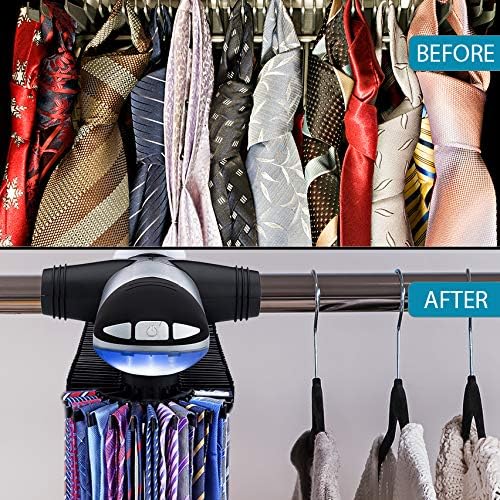 Aniva Motorized Tie Rack Closet Organizer with LED Lights Includes J Hooks fo...