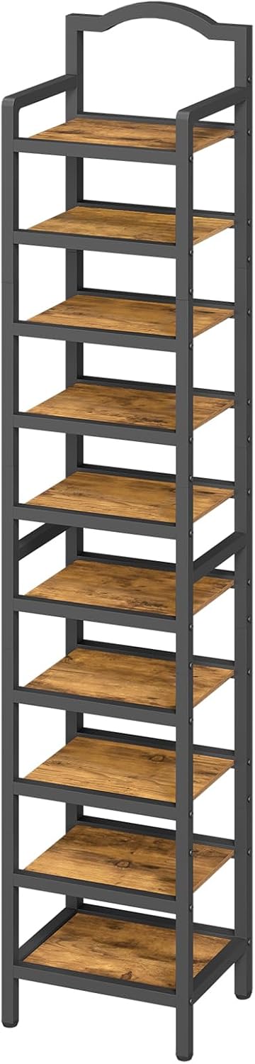 YATINEY 10-Tier Tall Shoe Rack, Vertical Shoe Organizer for Small Spaces, Woo...