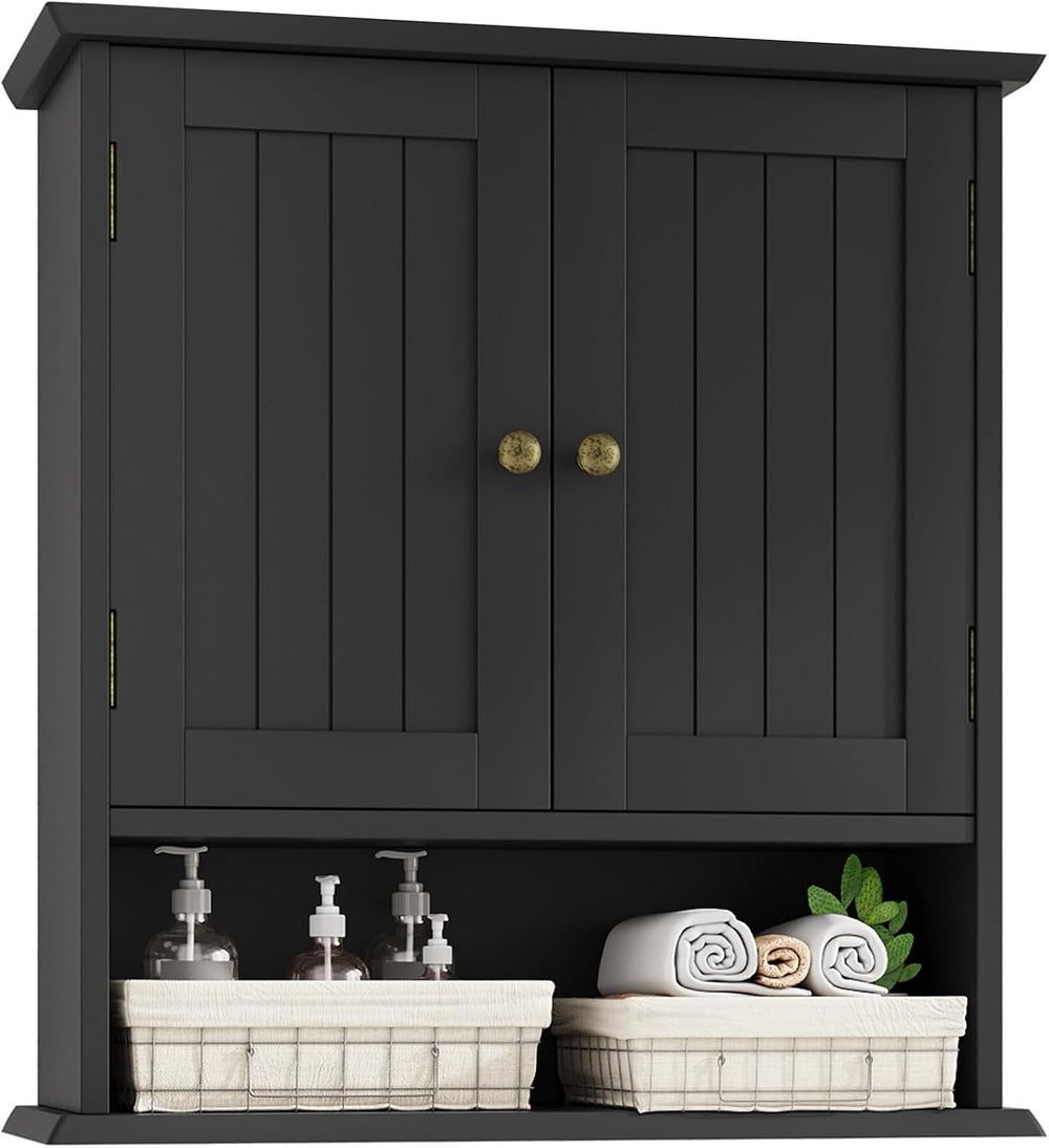 Bathroom Wall Cabinet, Bathroom Cabinet Wall Mount with 2 Doors and Open Shel...