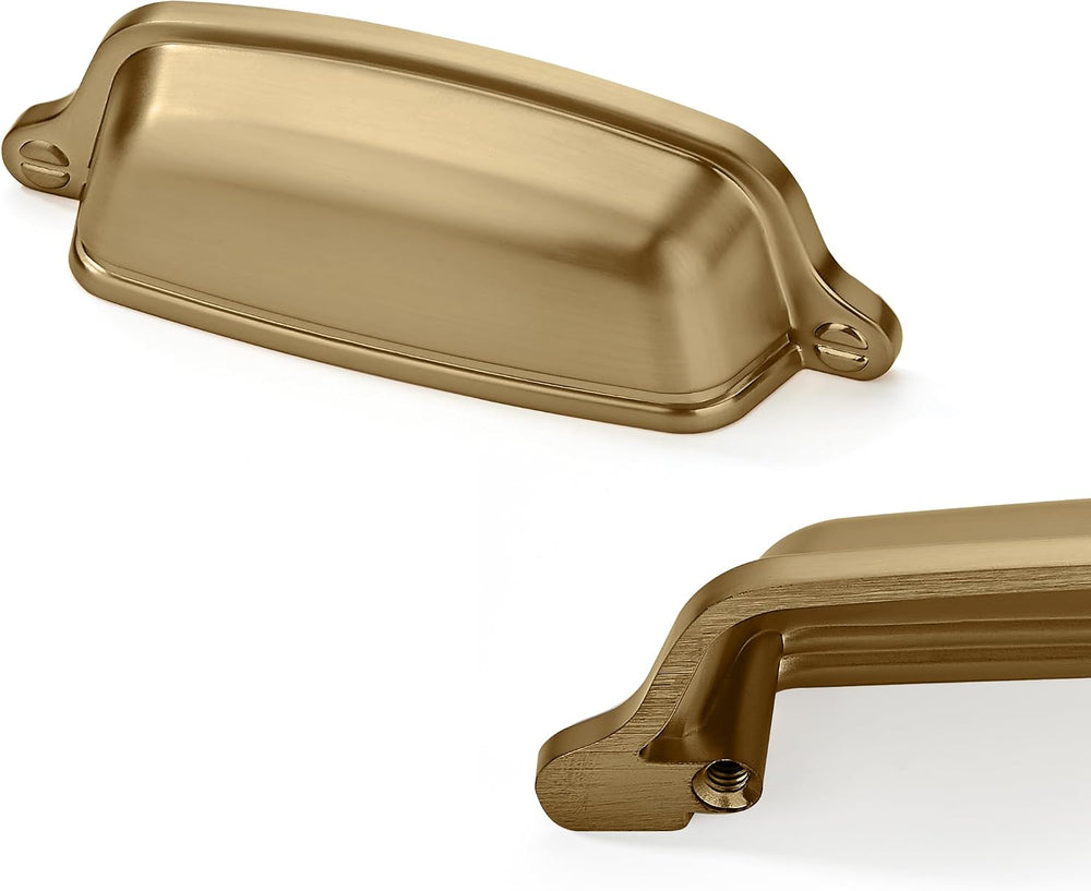 10 Pack 3 inch (76 mm) Champagne Bronze Cabinet Cup Pulls Drawer Pulls Kitche...