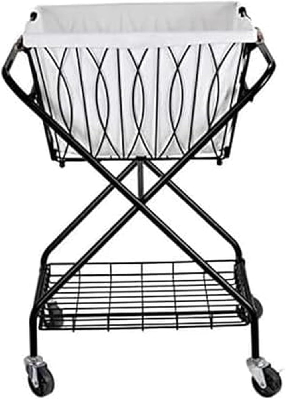 Artesa Verona Collapsible Laundry Cart with Basket, Black Large