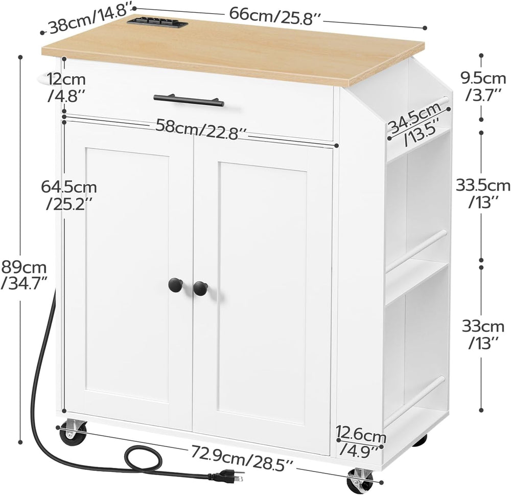 HOOBRO Kitchen Island with Power Outlet, Kitchen Storage Island with Spice Ra...