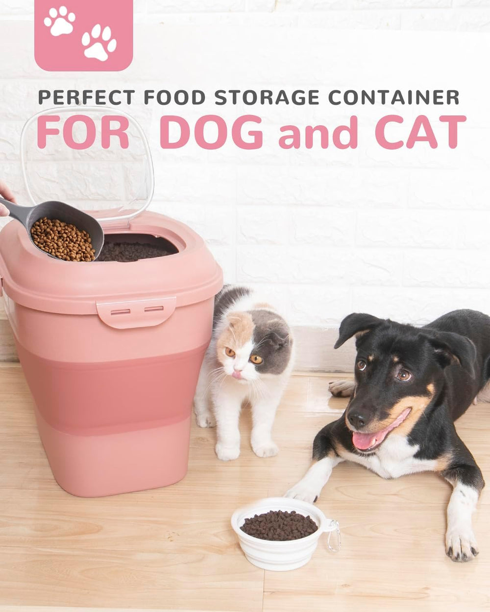 30-35Lbs Airtight Dog Food Storage Container,Collapsible Dog Food Container