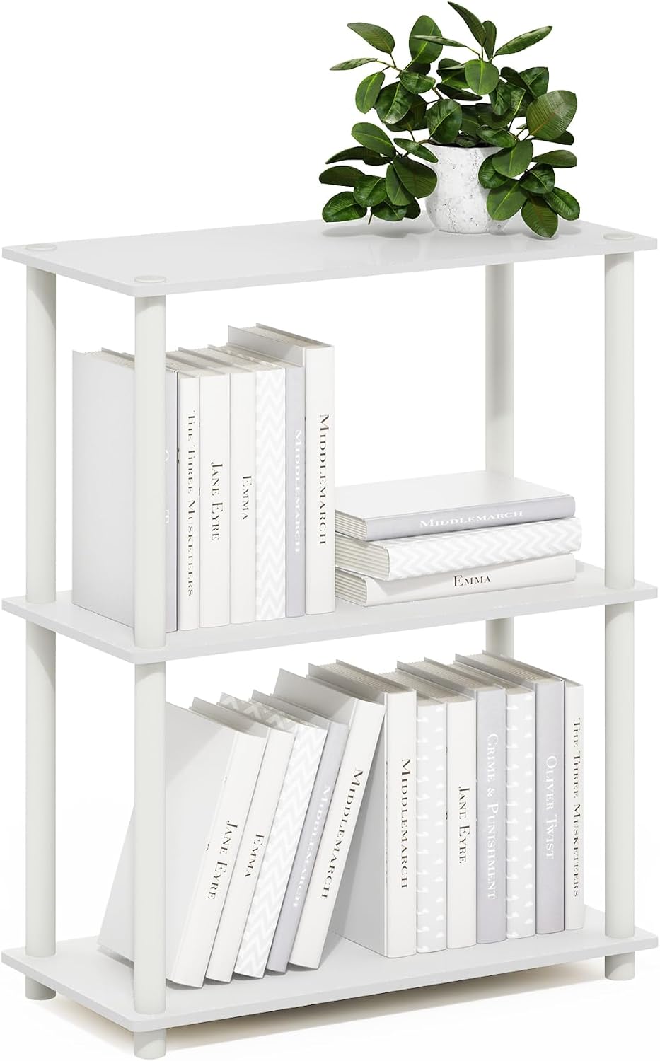 Furinno Turn-N-Tube Storage Shelves, 3-Tier Book Shelf, Corner Shelf, Toolles...