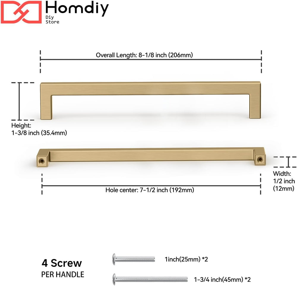 homdiy 6 Pack 7-9/16 Inch Champagne Bronze Cabinet Pulls Kitchen Handles