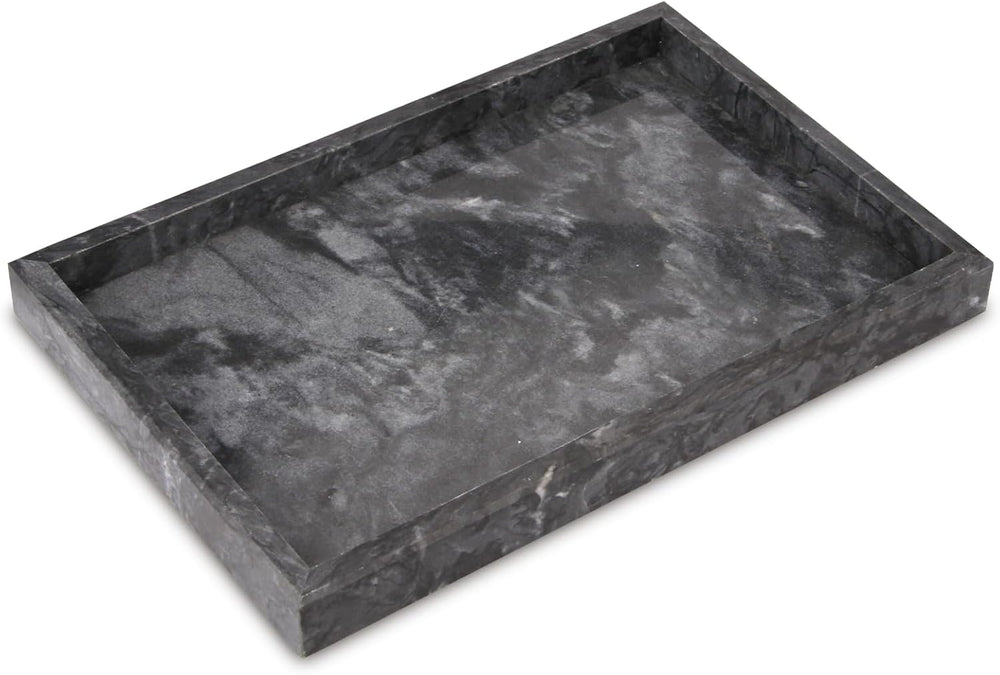 Marble Bathroom Vanity Tray, Black, 12"x 8" x1.2"