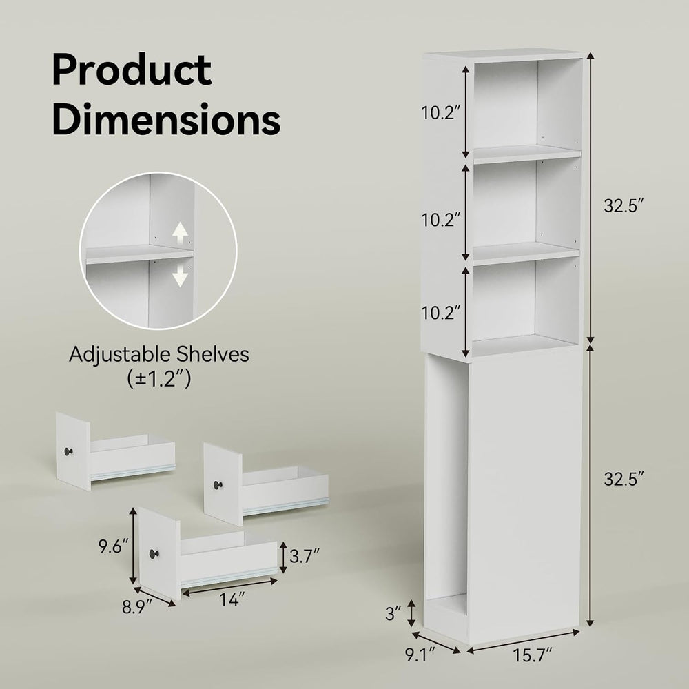 ARTETHYS Tall Slim Bathroom Storage Cabinet with 3 Adjustable Shelves