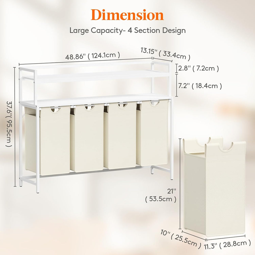 Lifewit Laundry Hamper 4 Section, 168L Pull out Laundry Clothes Basket Organi...