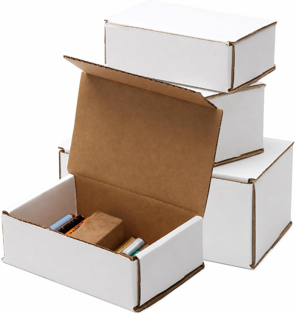 The Boxery Corrugated Mailers White Tuck Shipping Boxes (3x2x2)