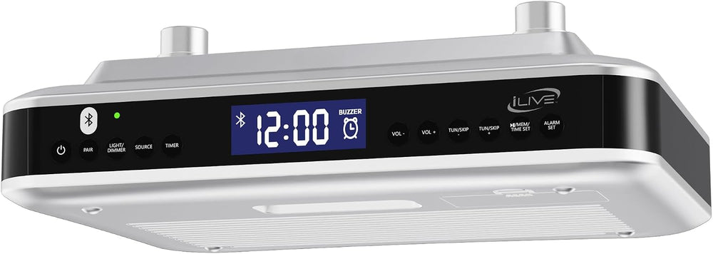 iLive Bluetooth Under Cabinet Radio with Clock, Timer & LED Kitchen Light