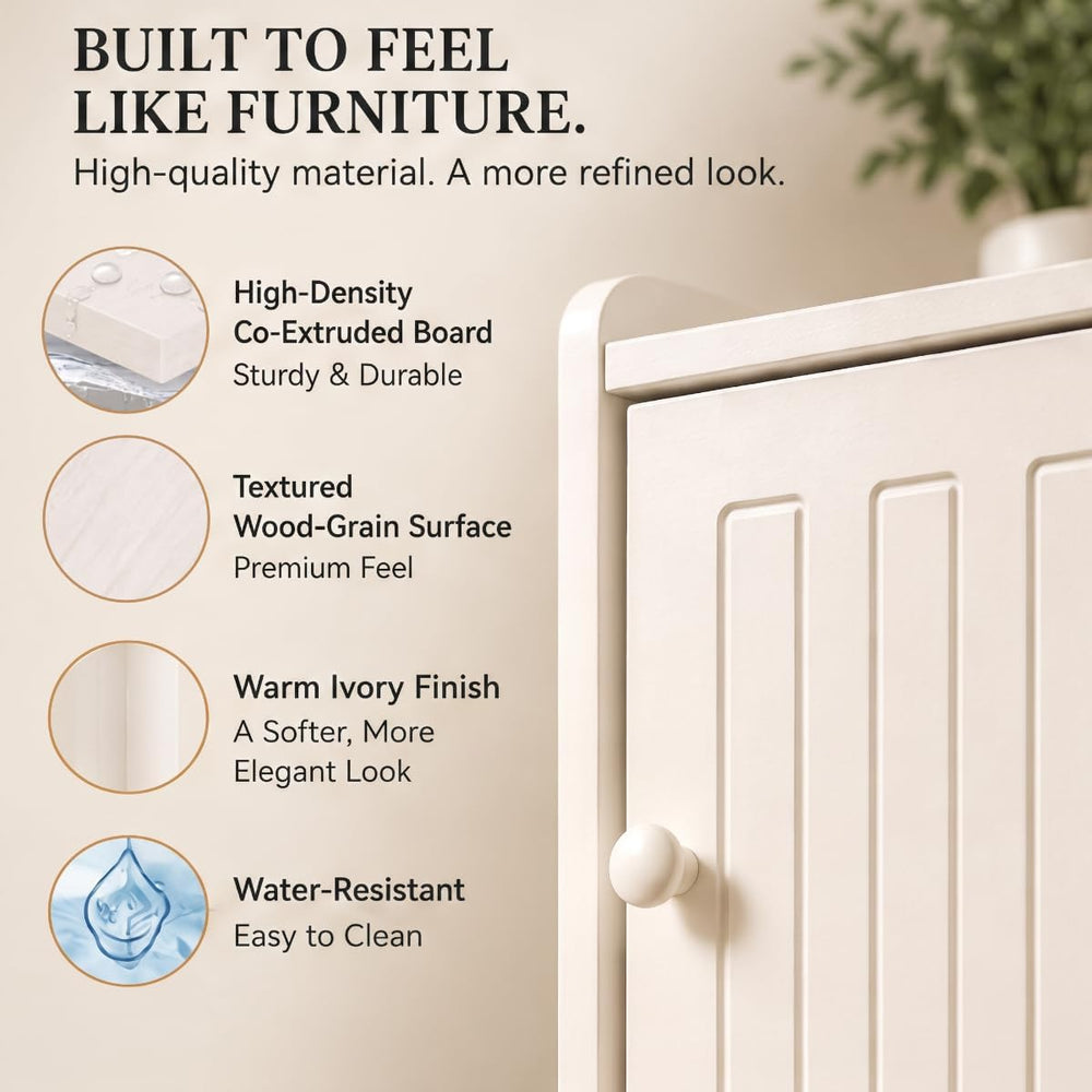 Narrow Slim Bathroom Storage Cabinet Waterproof Anti-Scratch, 33.9" Tall