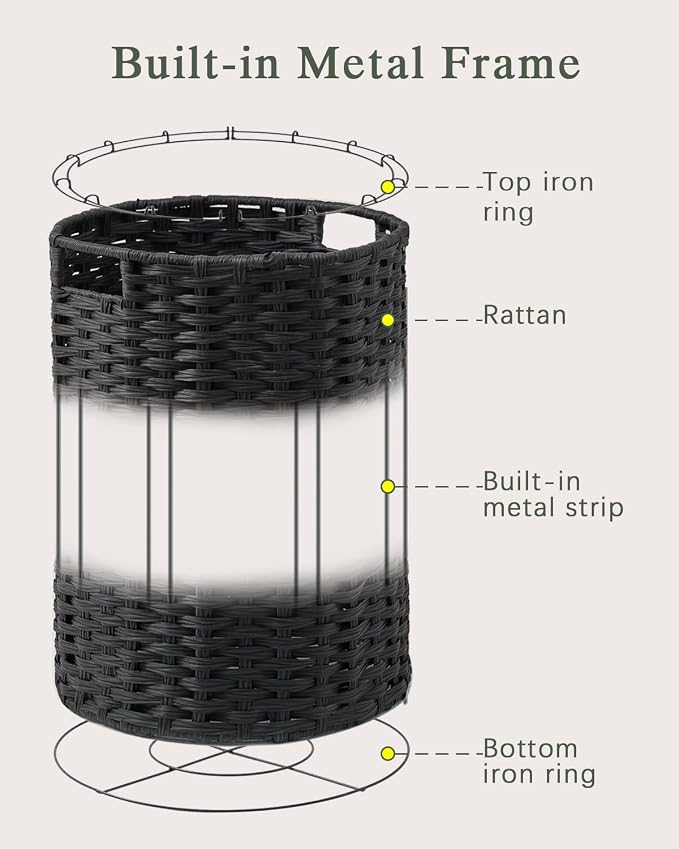 Laundry Basket Round Rattan Laundry Hamper 29.1 Gal Handwoven Large Wicker