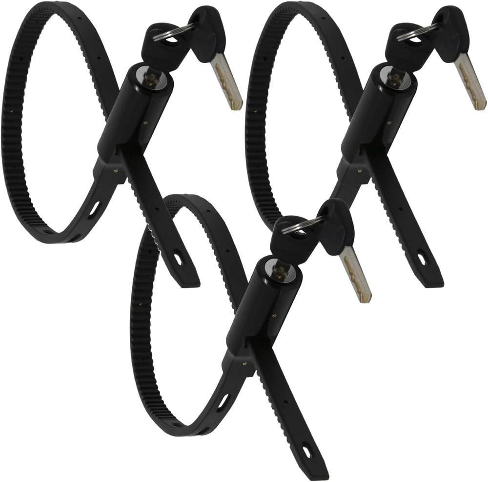 Multi-Purpose Keyed Adjustable Zip Tie Lock - 3 Pack Keyed Alike - Black Stai...