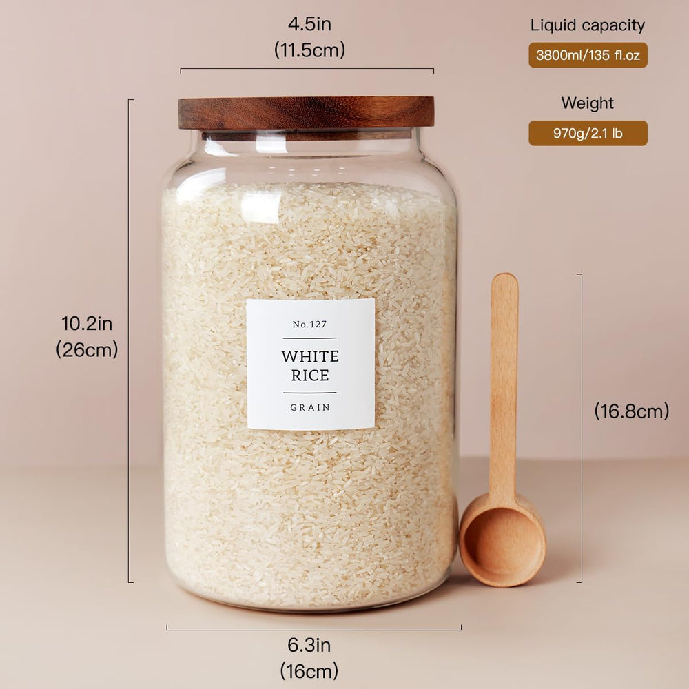 CZSZYGHBAO 2 PCS Large Glass Jar with Airtight Lid, Glass Food Storage Jars f...