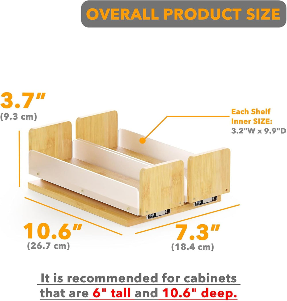 SpaceAid Bamboo Pull Out Spice Rack Organizer for Cabinet, Heavy Duty Slide O...