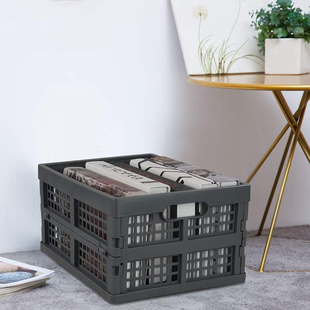 Idotry 3-PACK 15 L Folding Storage Crates, Stackable Collapsible Basket