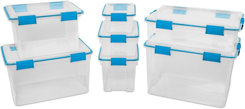 Sterilite Gasket Storage Box with Lids for Home & Office, 7.5 Quart, 6-Pack