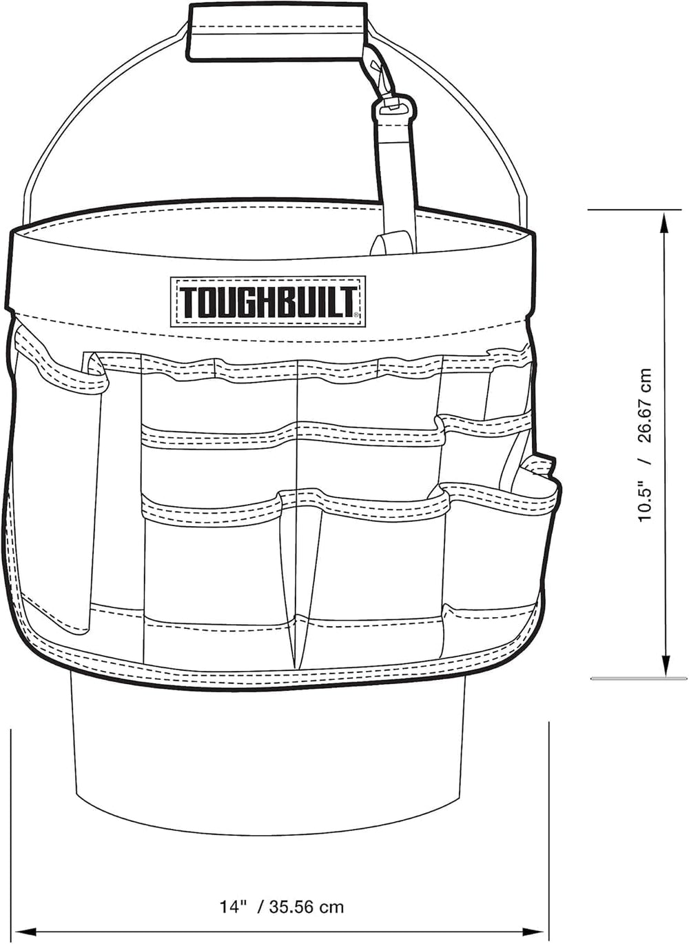 ToughBuilt - 5-Gallon Bucket Organizer, 60-Pocket Tool Organizer, TB-85