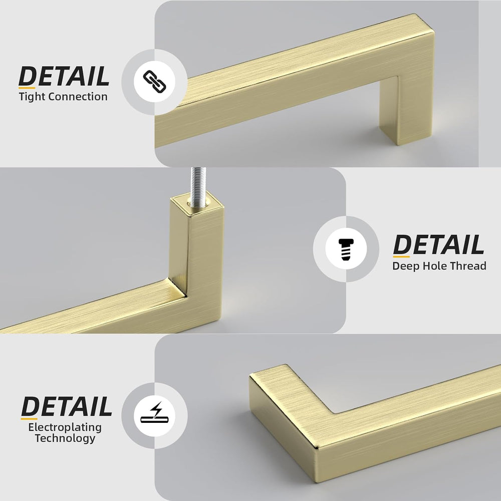 Goldenwarm 20 Pack 3" CC Brushed Gold Cabinet Pulls Gold Dresser Handles