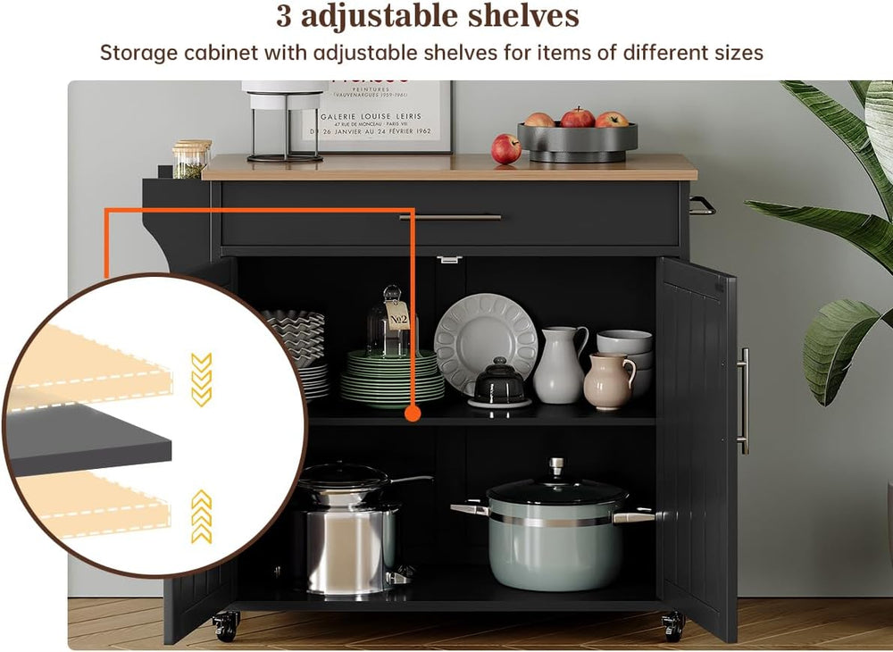 Rolling Kitchen Carts on Wheels, Kitchen Island with Storage