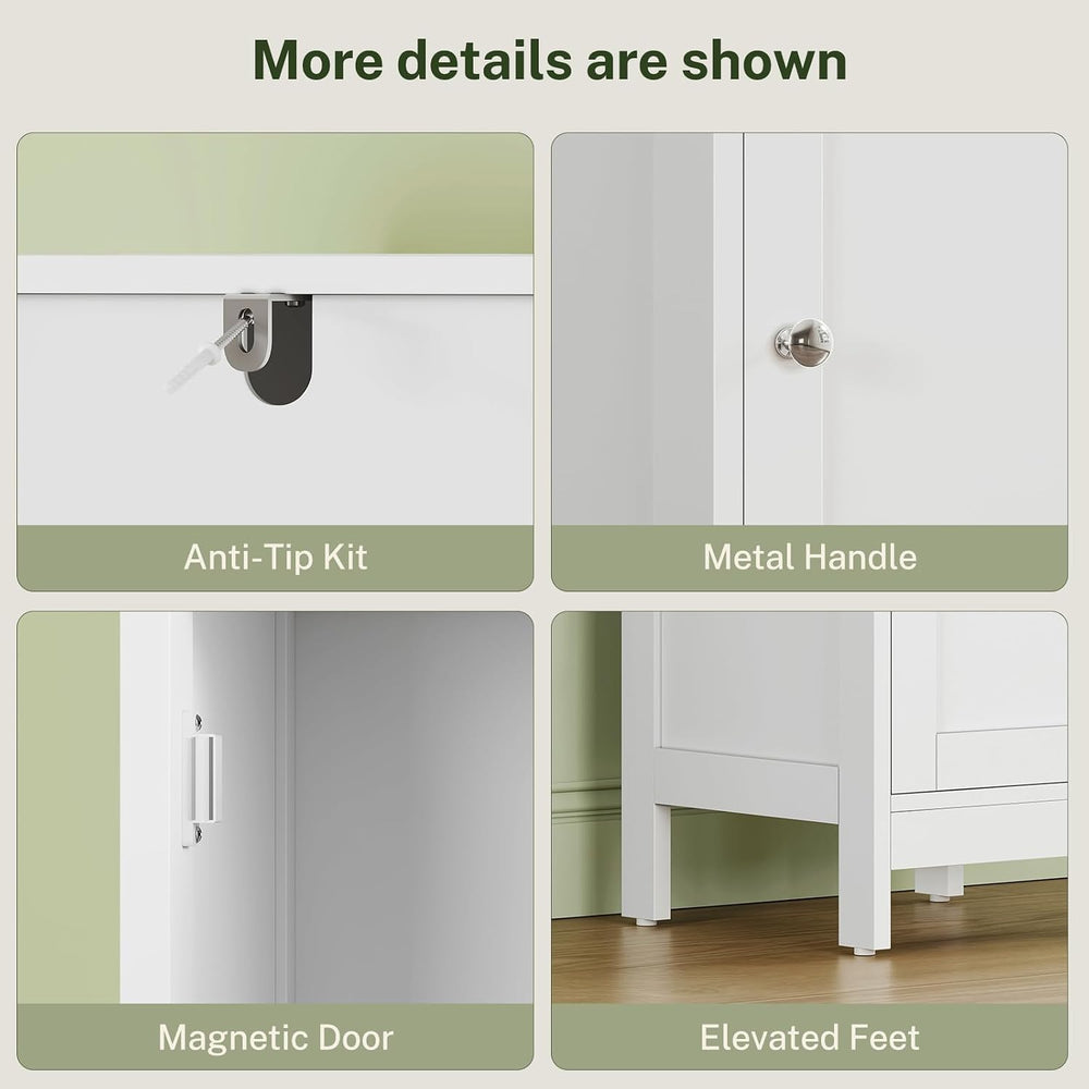 TEENFON 67" Tall Bathroom Cabinet with Adjustable Shelves and Doors, Nar...