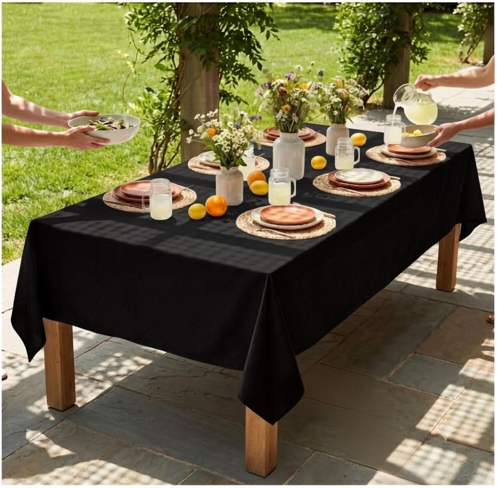 Urban Villa Halloween Black Tablecloth 60 x 84 Inch Rectangle, 100% Cotton Wa...