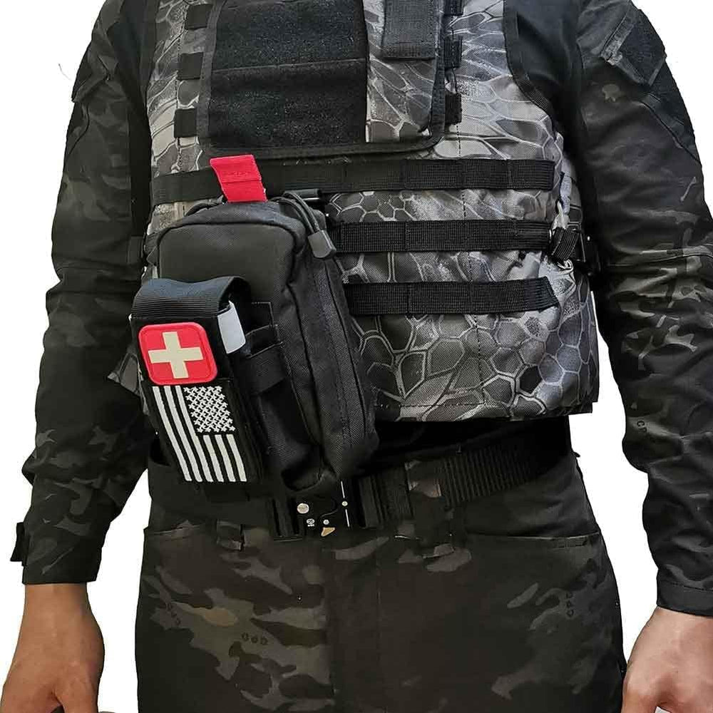 Ifak Med Trauma Kit, Black Molle Tactical Emergency First Aid Kit,Military Su...