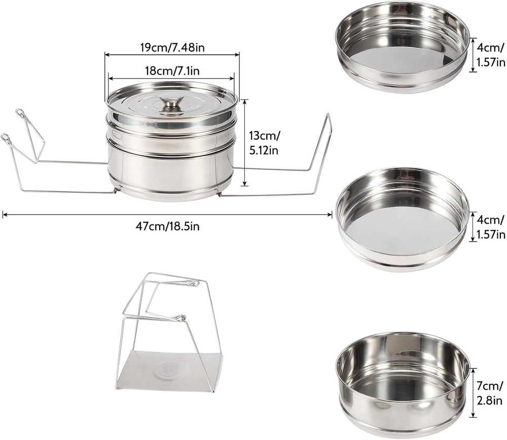 3-Tier Stackable Steamer Insert Pans, Stainless Steel for 6Qt 8Qt Pot