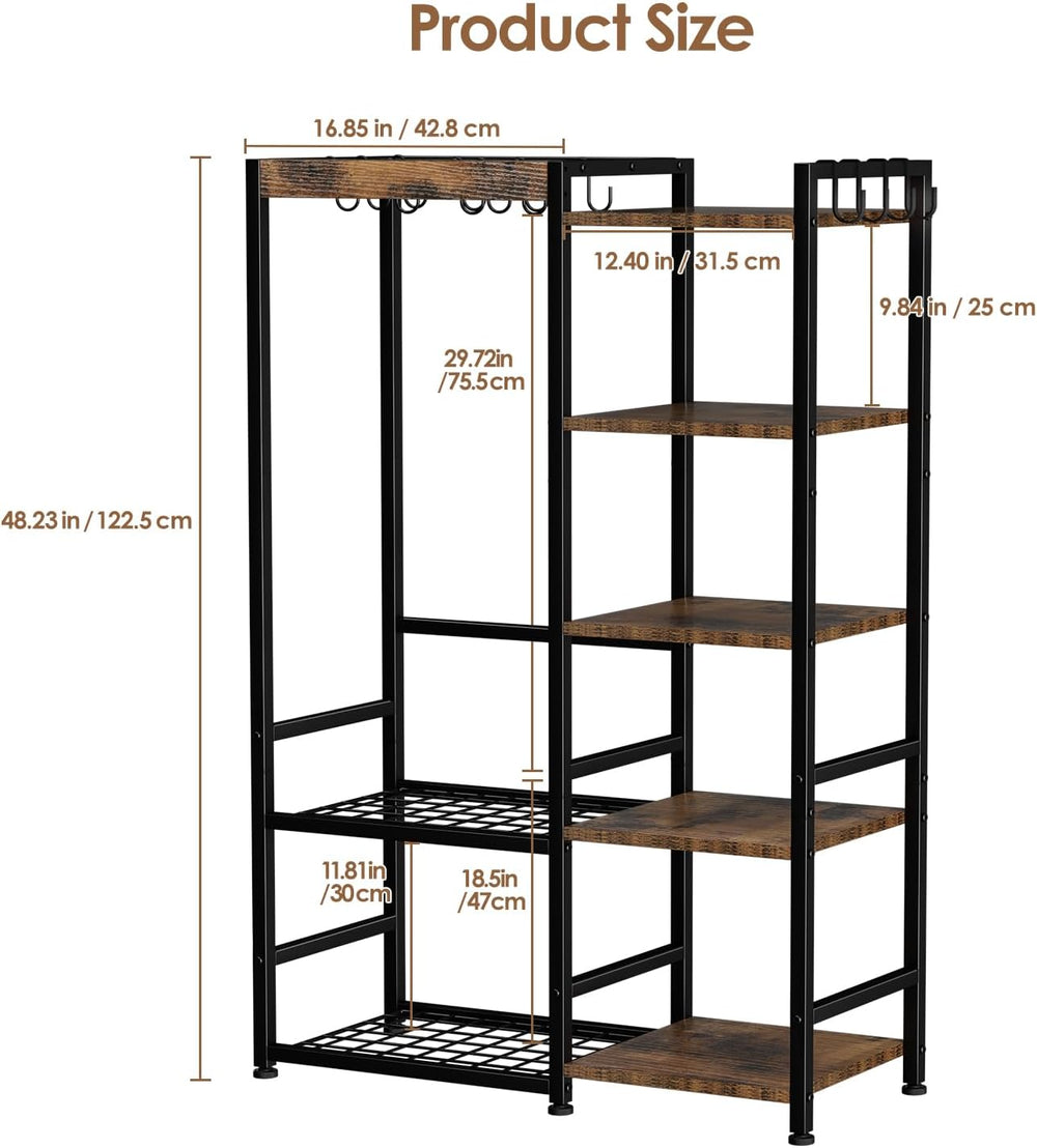 Housolution 5 Tier Cast Iron Pot Rack Pan Organizer Cookware Storage Shelf