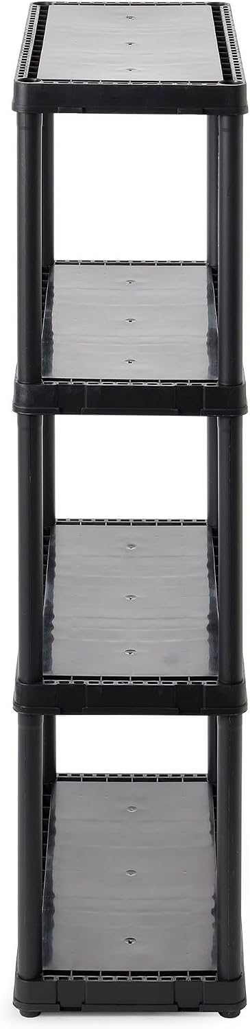 Gracious Living 4-Shelf Fixed-Height Light-Duty Storage, Black, 2-Pack