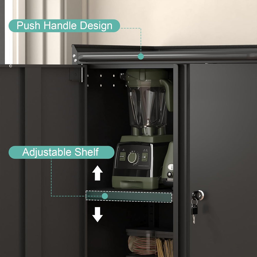 GREATMEET Garage Storage Cabinet with Wheels, Mobile Rolling Tool Cabinet