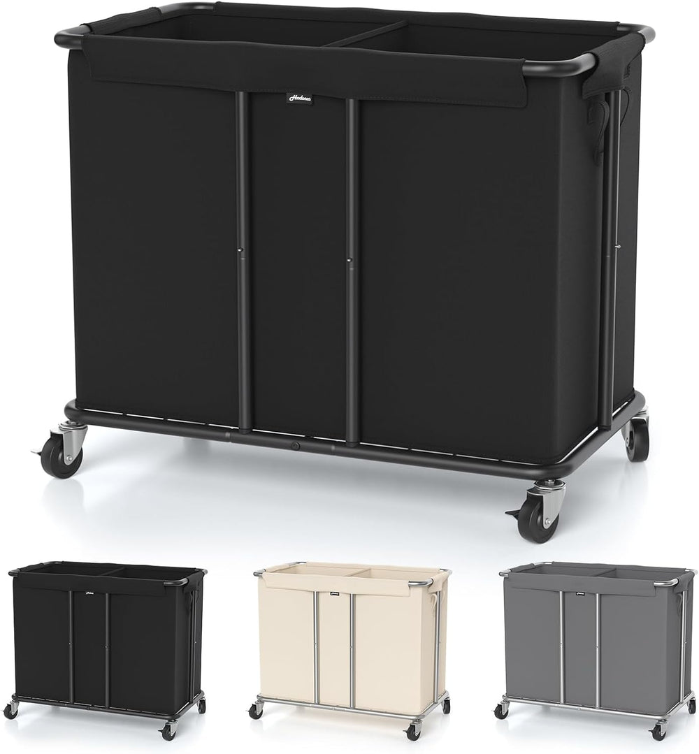 Laundry Hamper with Wheels, 230L, Black, 31.5"Lx15.75W"x30.7"H