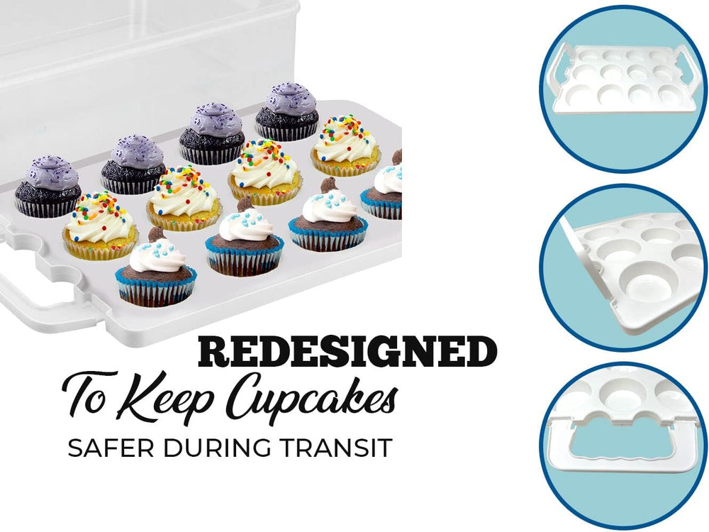 Cupcake Carrier, Cupcake Holder | Premium Upgraded Model Holds Cupcakes Stead...