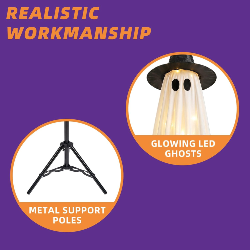 Halloween Decorations 2 PCS Lighted Ghost, 63" for Indoor Outdoor Party