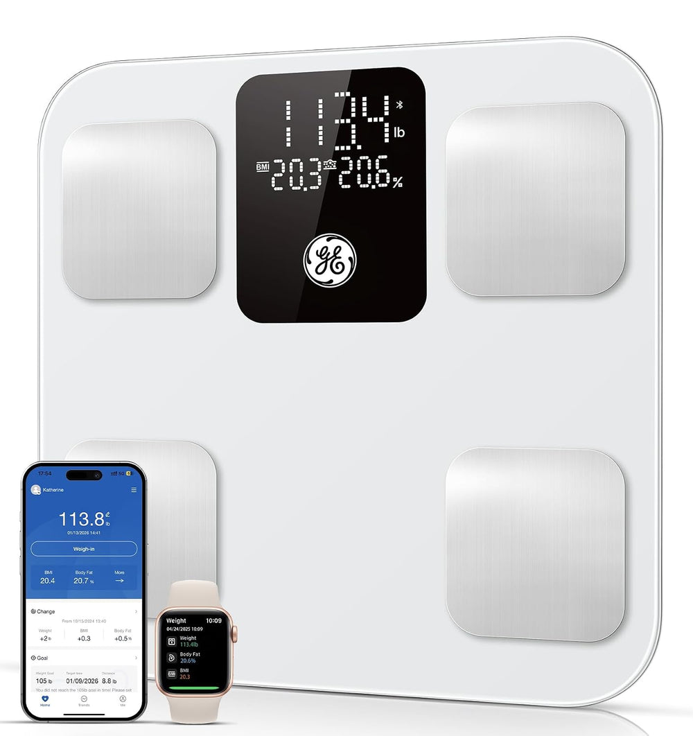 GE Smart Scale for Body Weight: Body Fat, BMI, 3-in-1 LED Display, 11-inch