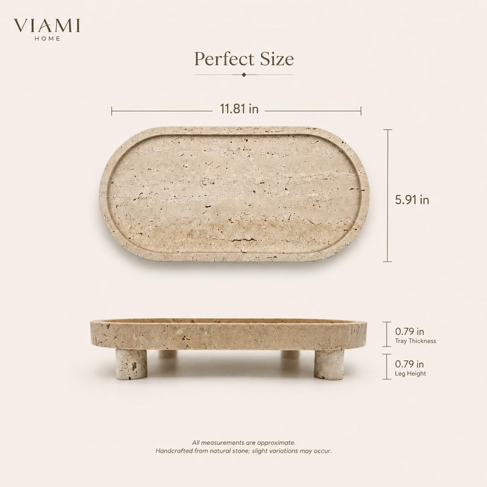 Natural Travertine Tray, Decorative Trays for Bathroom Counter, 11.81 x 5.91 ...