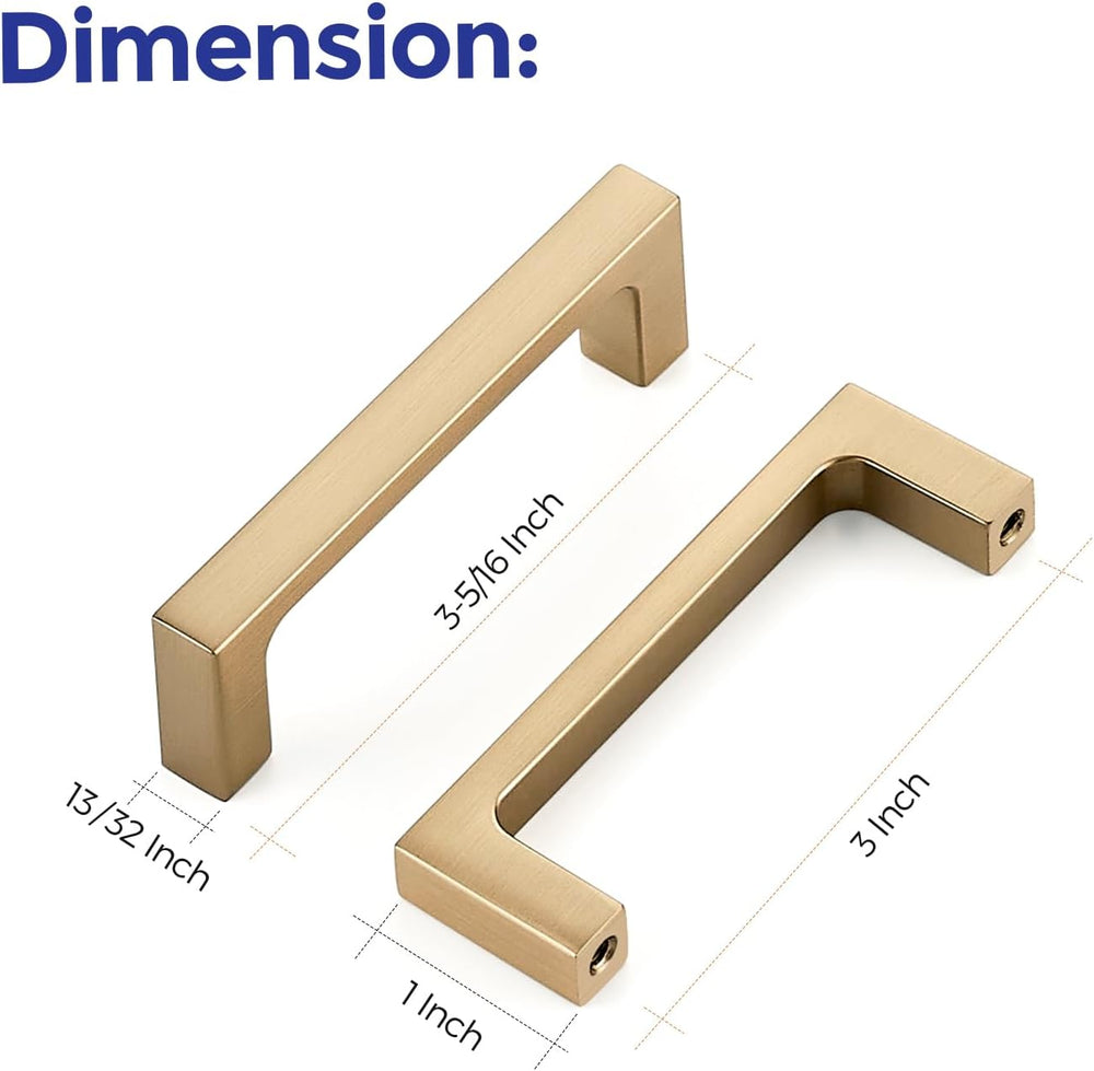 Ravinte Champagne Bronze Kitchen Square Cabinet Handles 3 Inch 10 Pack